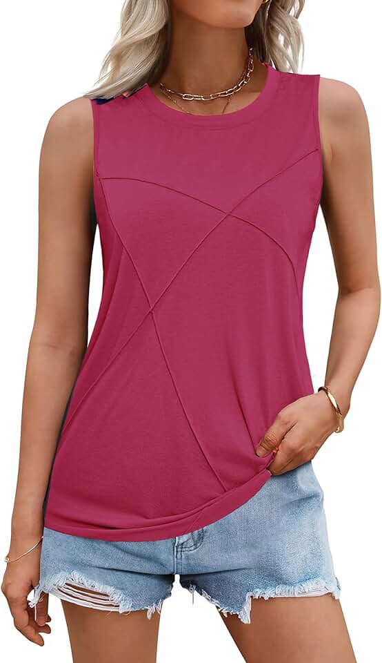 Women’s Beach Tank Tops with Pleats and High Neck