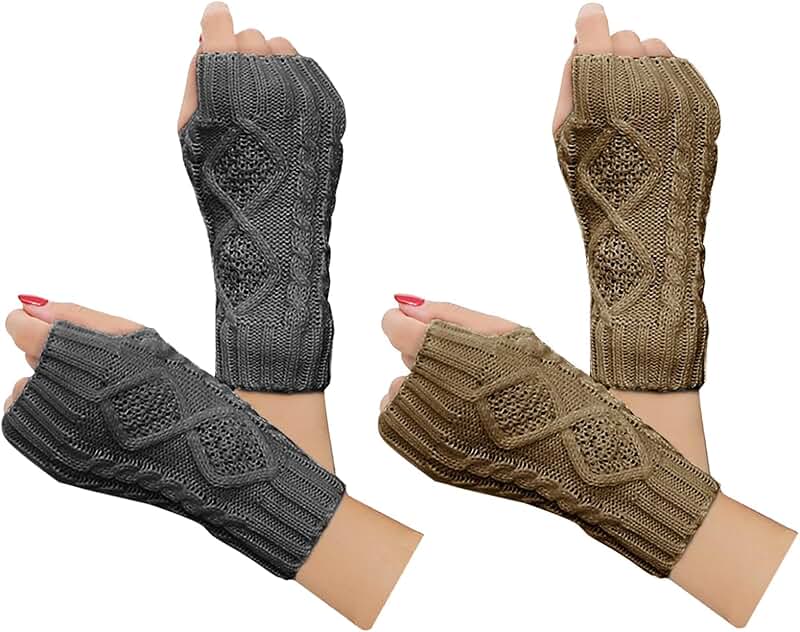 Women’s Warm Knit Fingerless Gloves and Arm Warmers