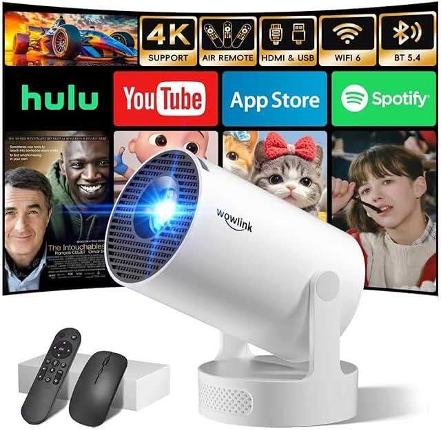 Mini Projector with WiFi 6, Bluetooth 5.4, 4K, 1080P