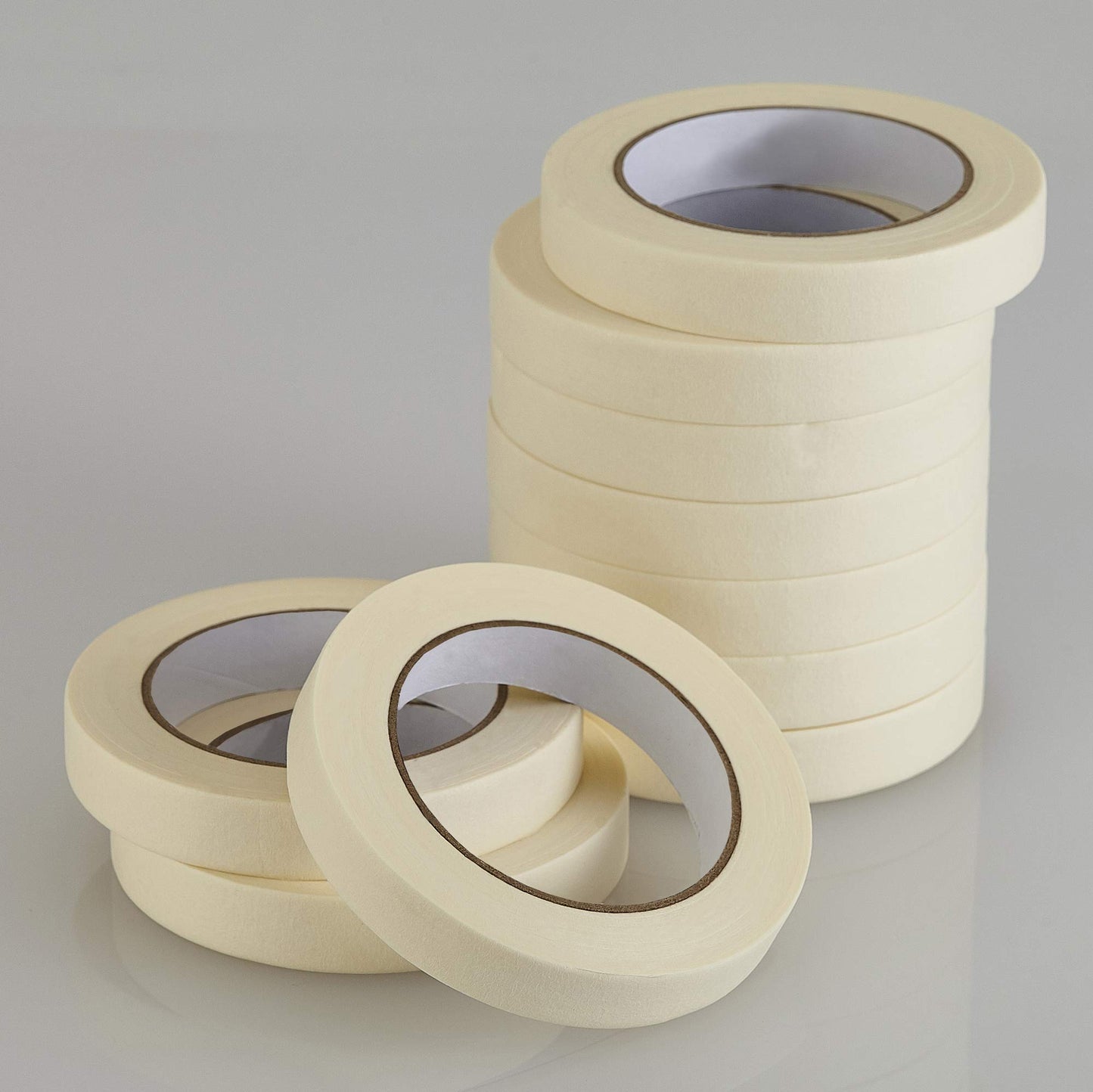 Beige and White Masking Tape, 10 Rolls, 0.75 inch x 55 yards