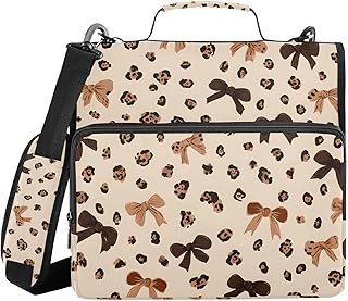 Leopard Print 3-Ring Zipper Binder with Shoulder Strap