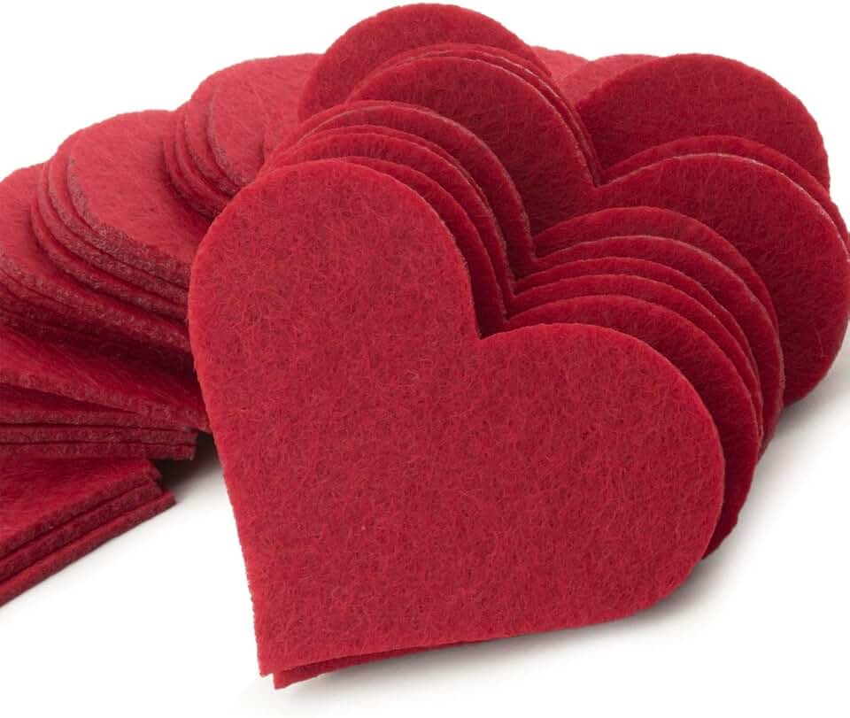 Red Felt Heart Embellishment for Scrapbooking