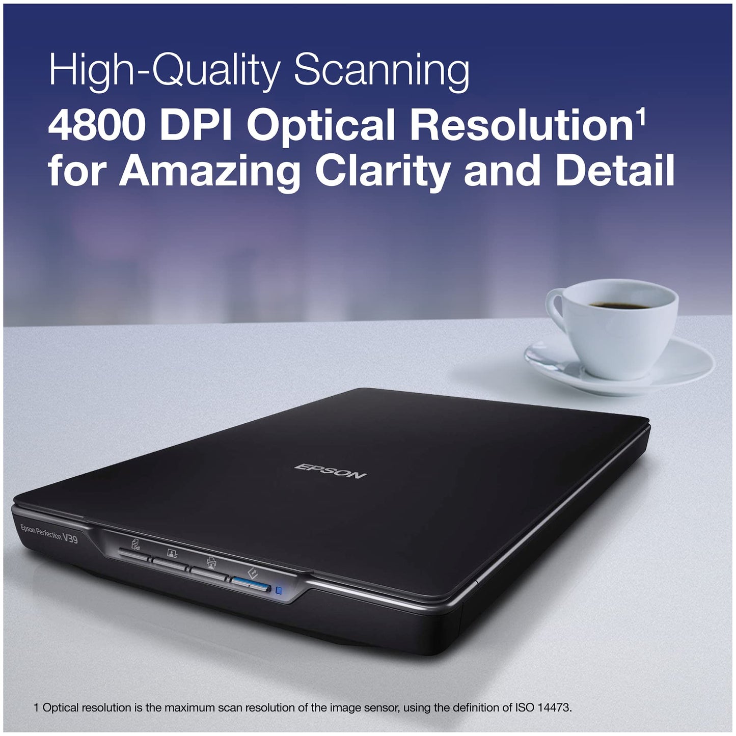 Perfection V39 Color Photo & Document Scanner with Scan-To-Cloud & 4800 Optical Resolution, Black