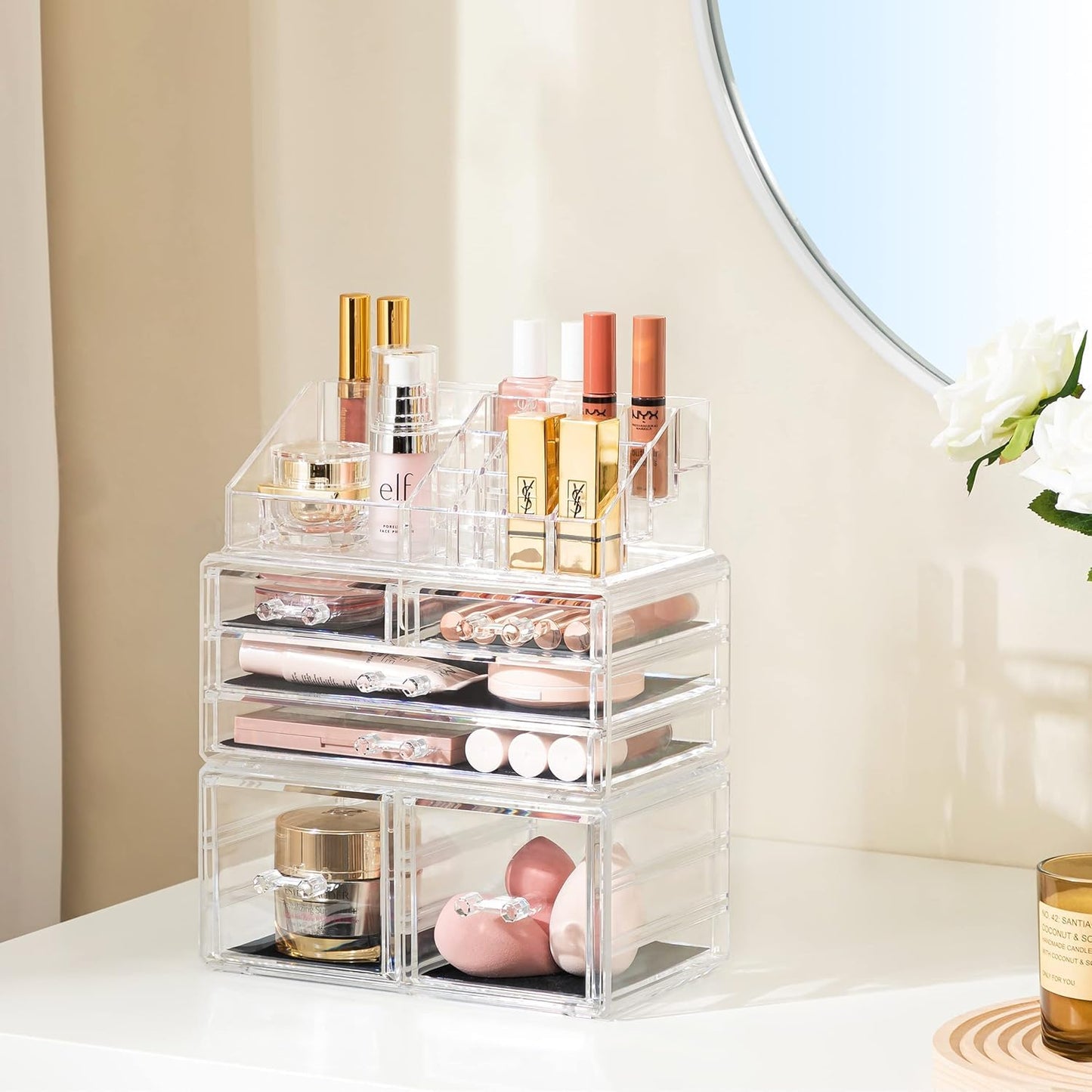 Acrylic Clear Makeup Storage Organizer with 6 Drawers