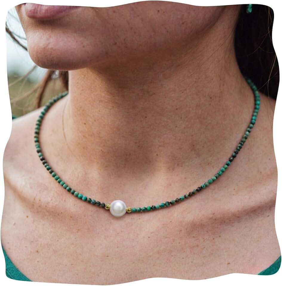 Tourmaline Beaded Choker Necklace for Women