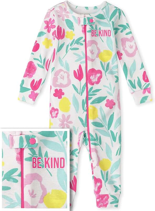 Baby Girl Cotton Zip-Front Footed Pajama