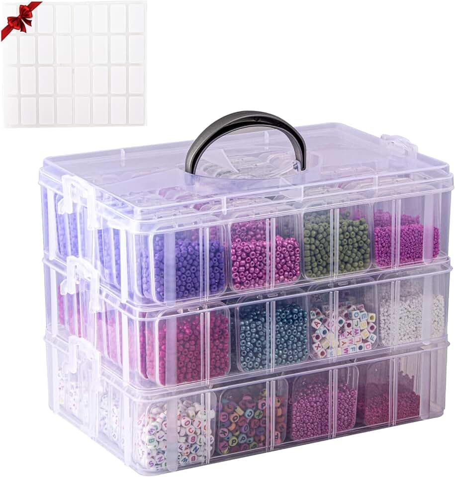 84-Piece Small Bead Organizer with 3 Tiers