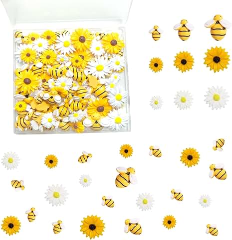100 Resin Bee and Daisy Flower Decor Pieces in 3 Sizes