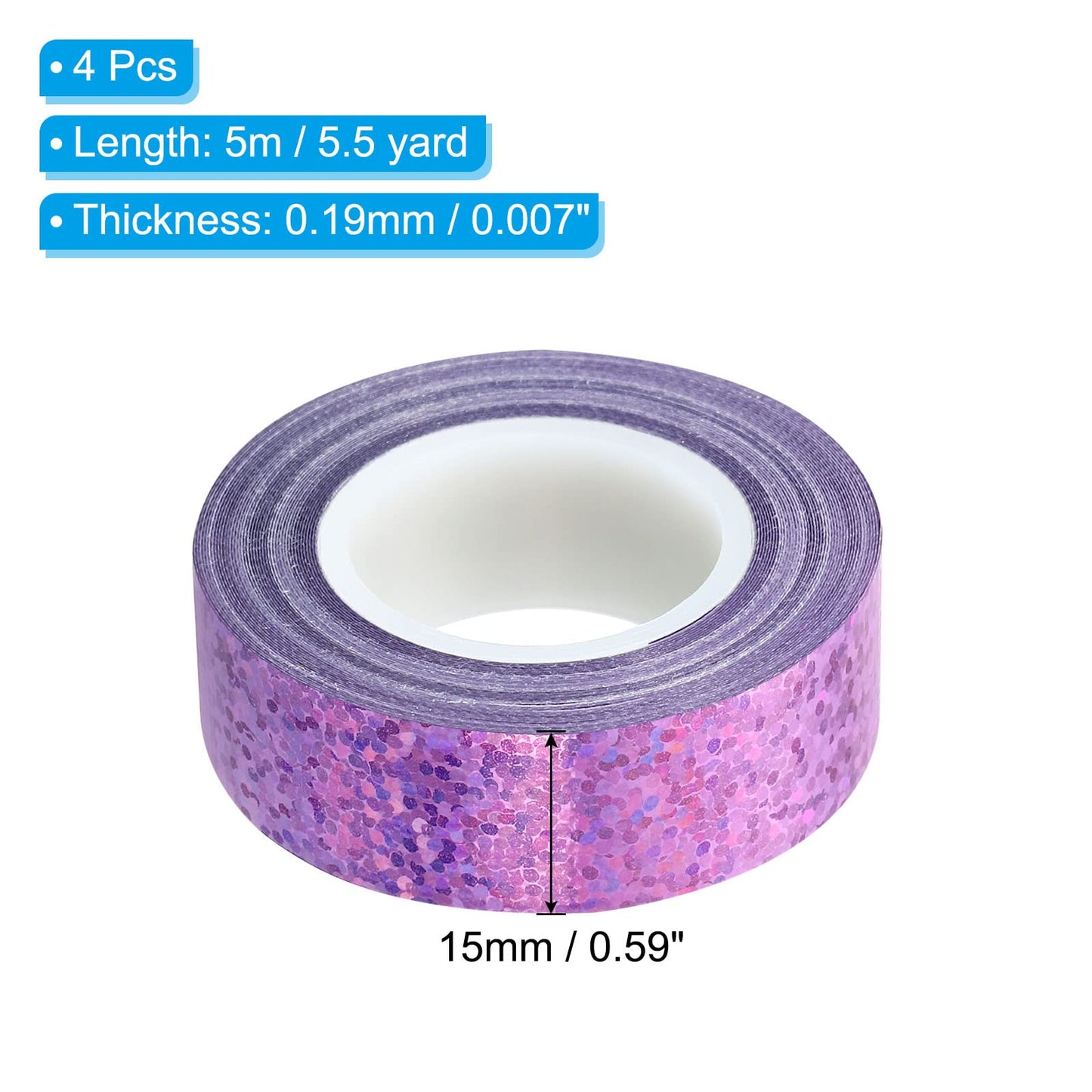Holographic Tape Set 15mm x 5m 4 Pack Pink Purple
