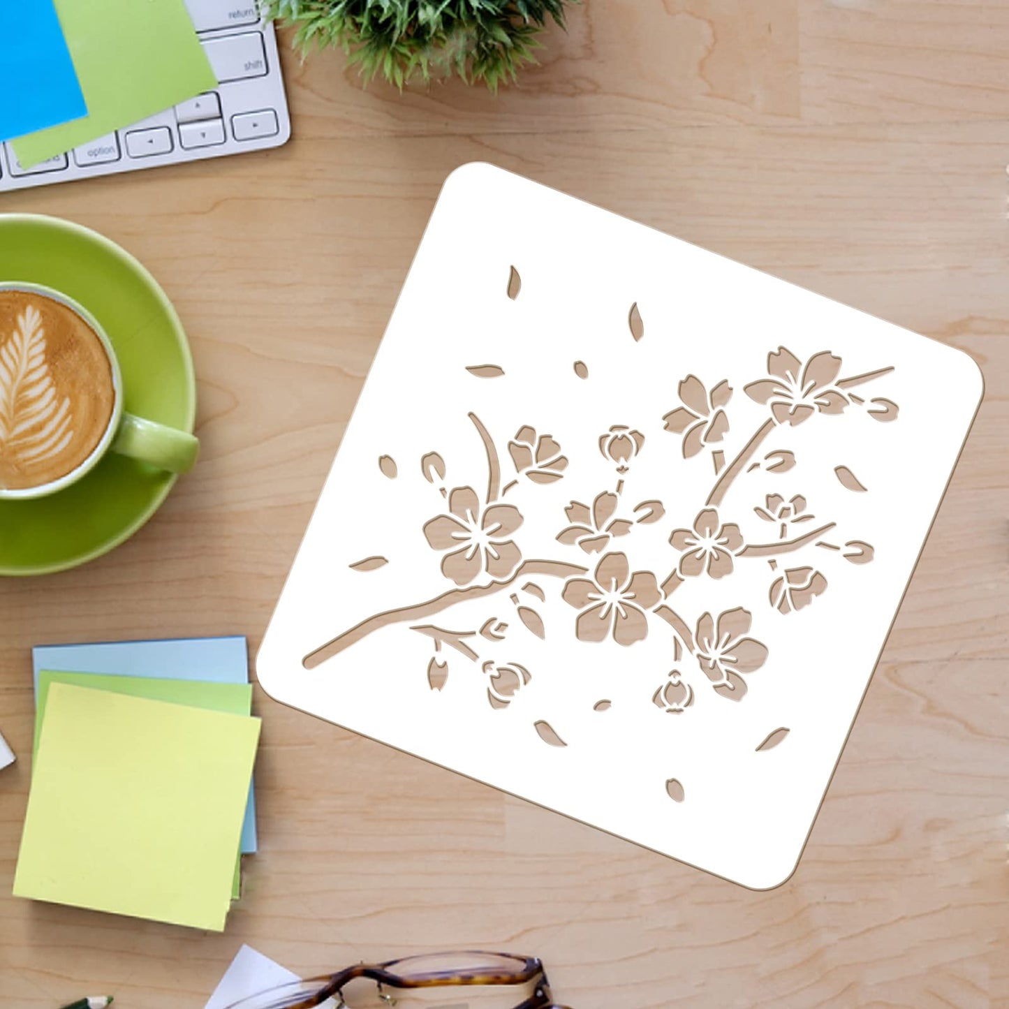 Cherry Blossom Art Template 11.8x11.8inch Plastic Branch