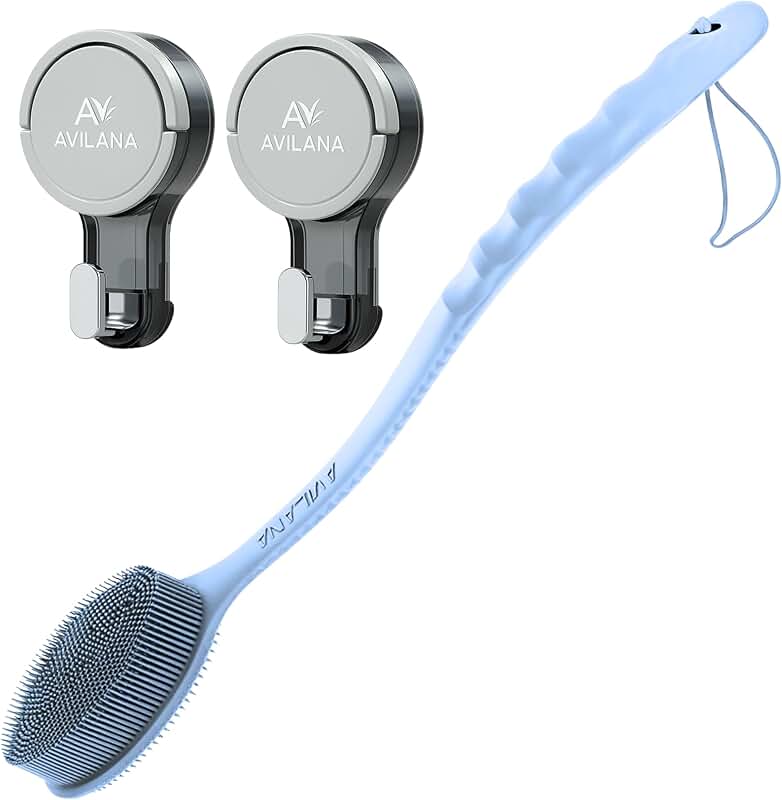 Long Handle Silicone Body Scrubber with Suction Hook