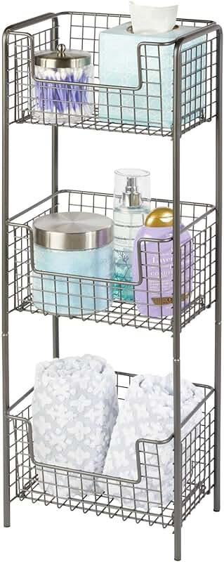 Steel 3-Tier Bathroom Storage Organizer Tower