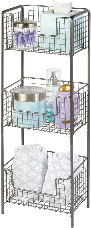 Steel 3-Tier Bathroom Storage Organizer Tower