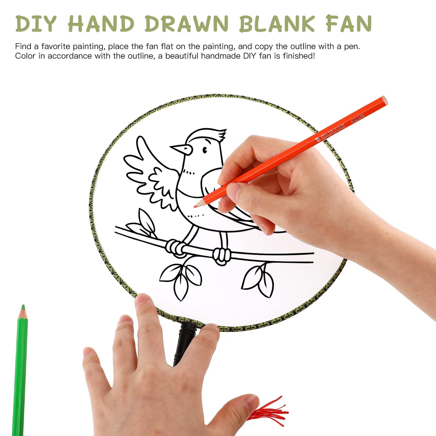 10pcs White Hand Fans for DIY Projects
