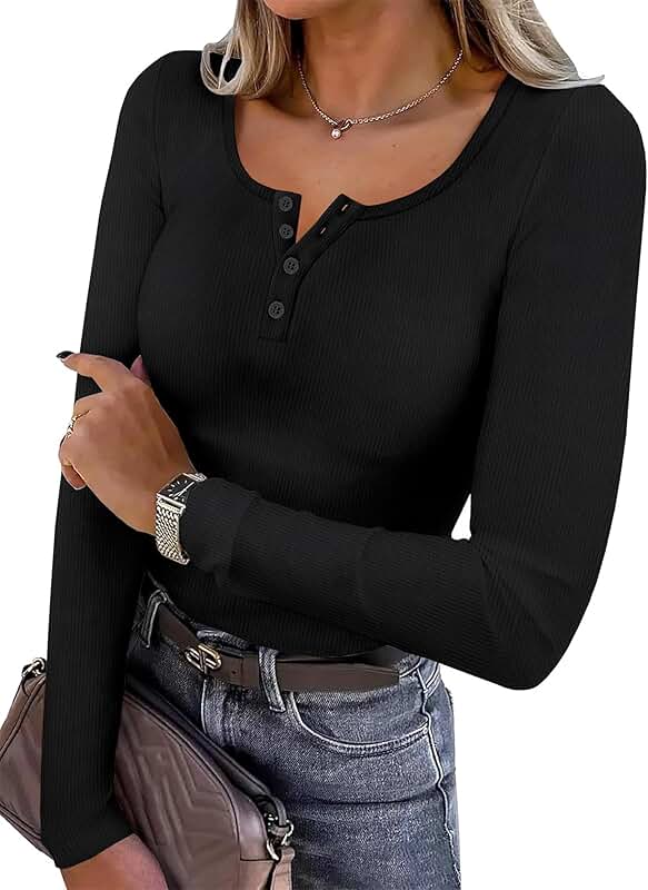 Women's Slim Fit Long Sleeve Henley Shirt