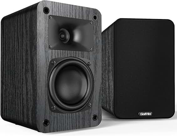 Passive bookshelf speakers with 3.5" woofer and silk horn tweeter