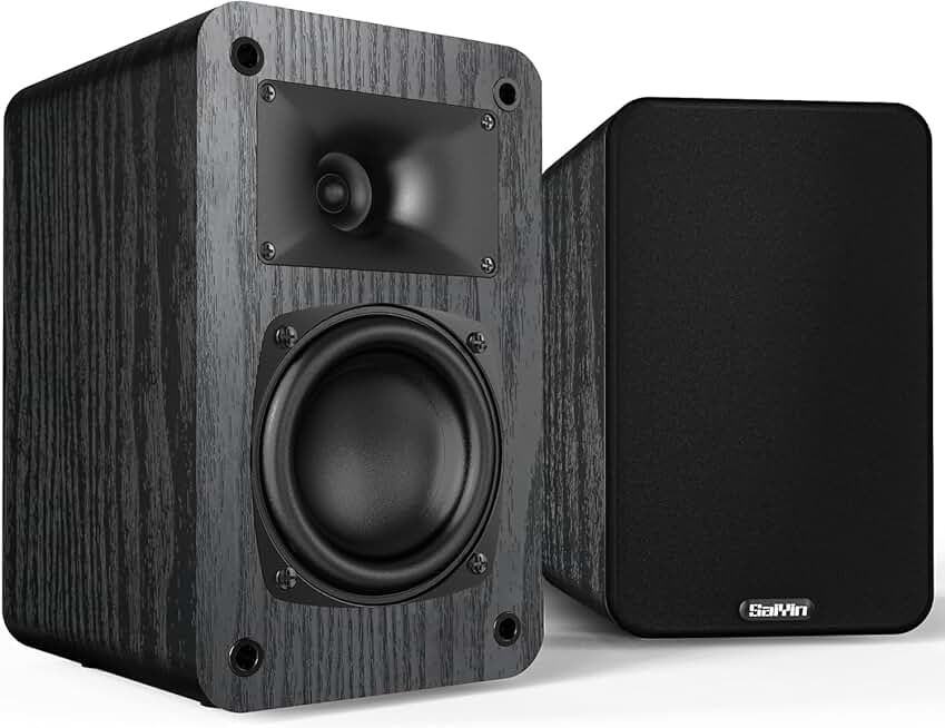 Passive bookshelf speakers with 3.5" woofer and silk horn tweeter