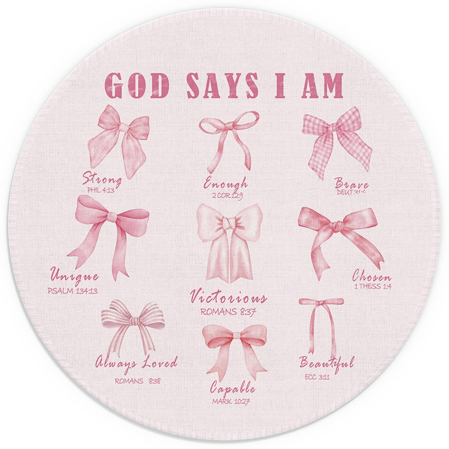 Pink Bow Christian Mouse Pad with Bible Verse