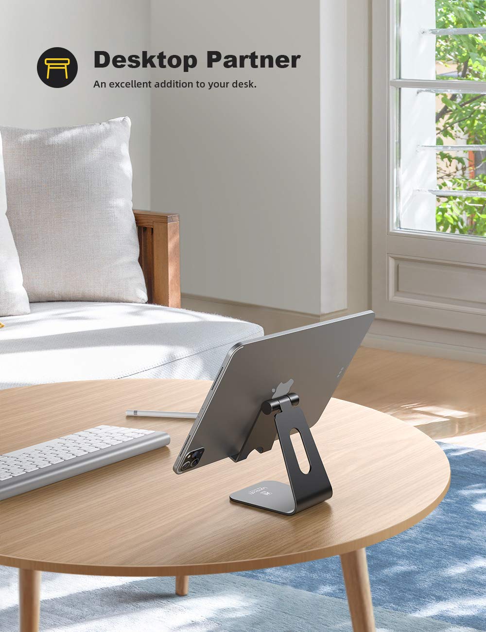 Tablet Stand Multi-Angle, Tablet Holder: Desktop Adjustable Dock Cradle Compatible with Tablets Such As iPad Air Mini Pro, Phone 13 Pro 12 Mini 11 XS Max XR X 6 7 8 Plus (4 -13 inch) - Black