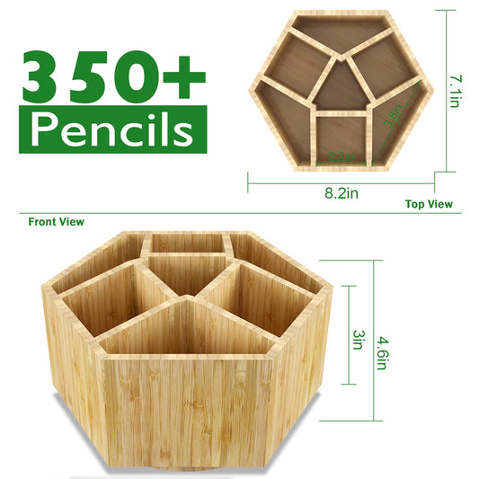 Bamboo Art Supply Organizer for Pencils and Brushes