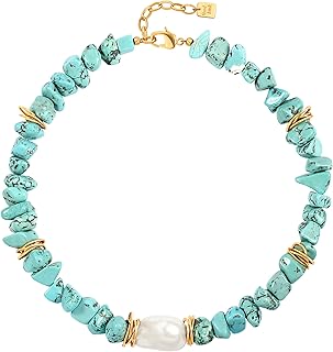 Colorful Stone Beaded Necklace with Baroque Pearl