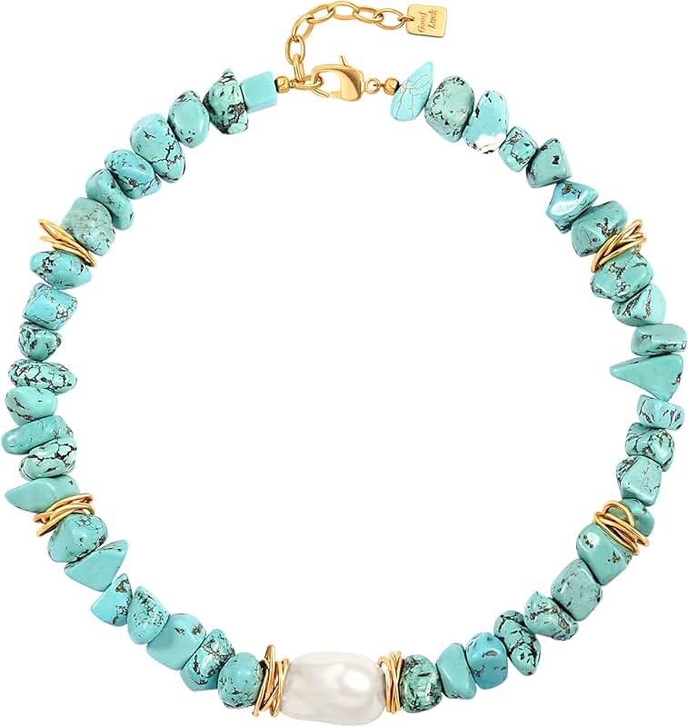 Colorful Stone Beaded Necklace with Baroque Pearl
