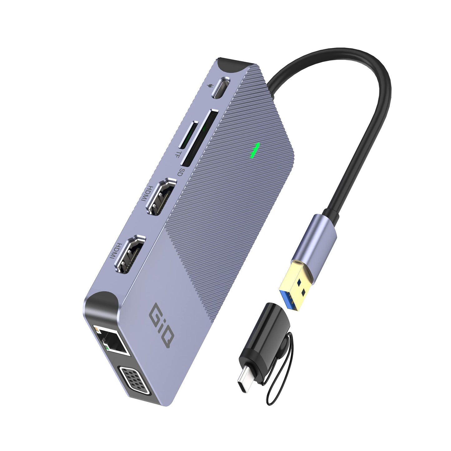 USB Docking Station USB C hub USB 3.0 to Dual HDMI VGA Adapter Triple Display USB C Laptop Docking Station Dual Display Compatible with MacBook M1 USB Dock-Grey