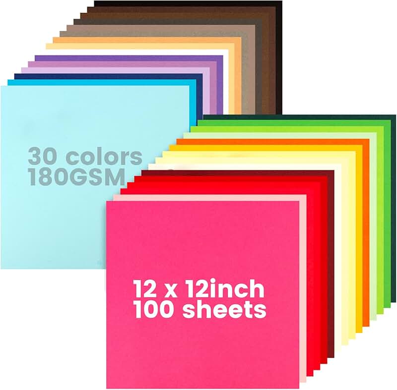 100 Sheets Colored Cardstock for Crafts and Scrapbooking