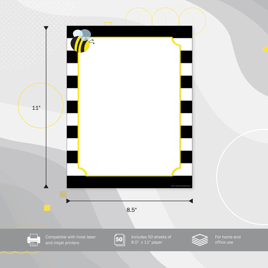 Decorative Bee Striped Printer Paper, 8.5 x 11, 50 Sheets