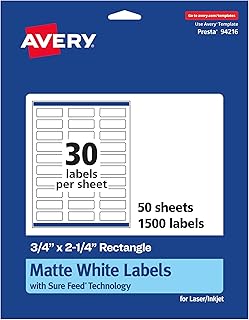 Matte White Rectangle Labels, 0.75" x 2.25", 1500 Pack