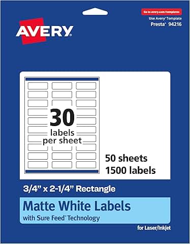 Matte White Rectangle Labels, 0.75" x 2.25", 1500 Pack