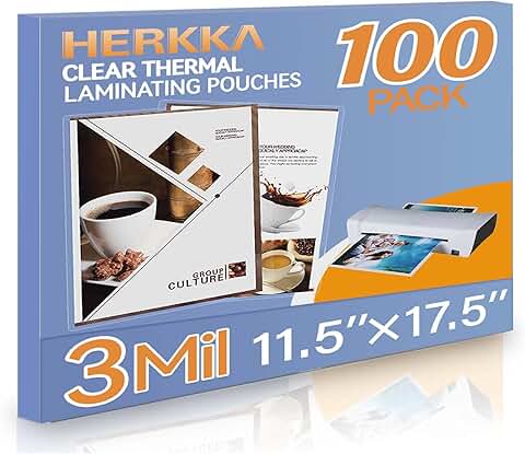 100 Clear Laminating Sheets, 11 x 17 Inch, Round Corners