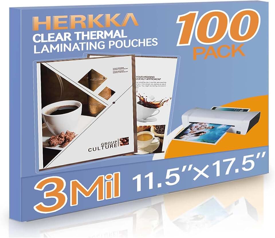 100 Clear Laminating Sheets, 11 x 17 Inch, Round Corners