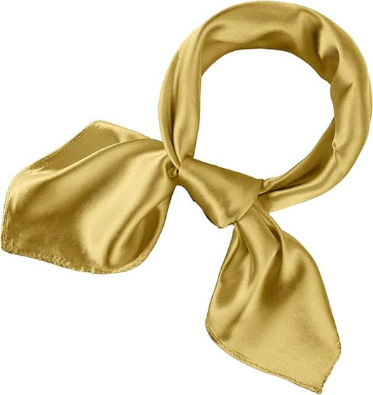 Square chiffon scarf with satin ribbon for women