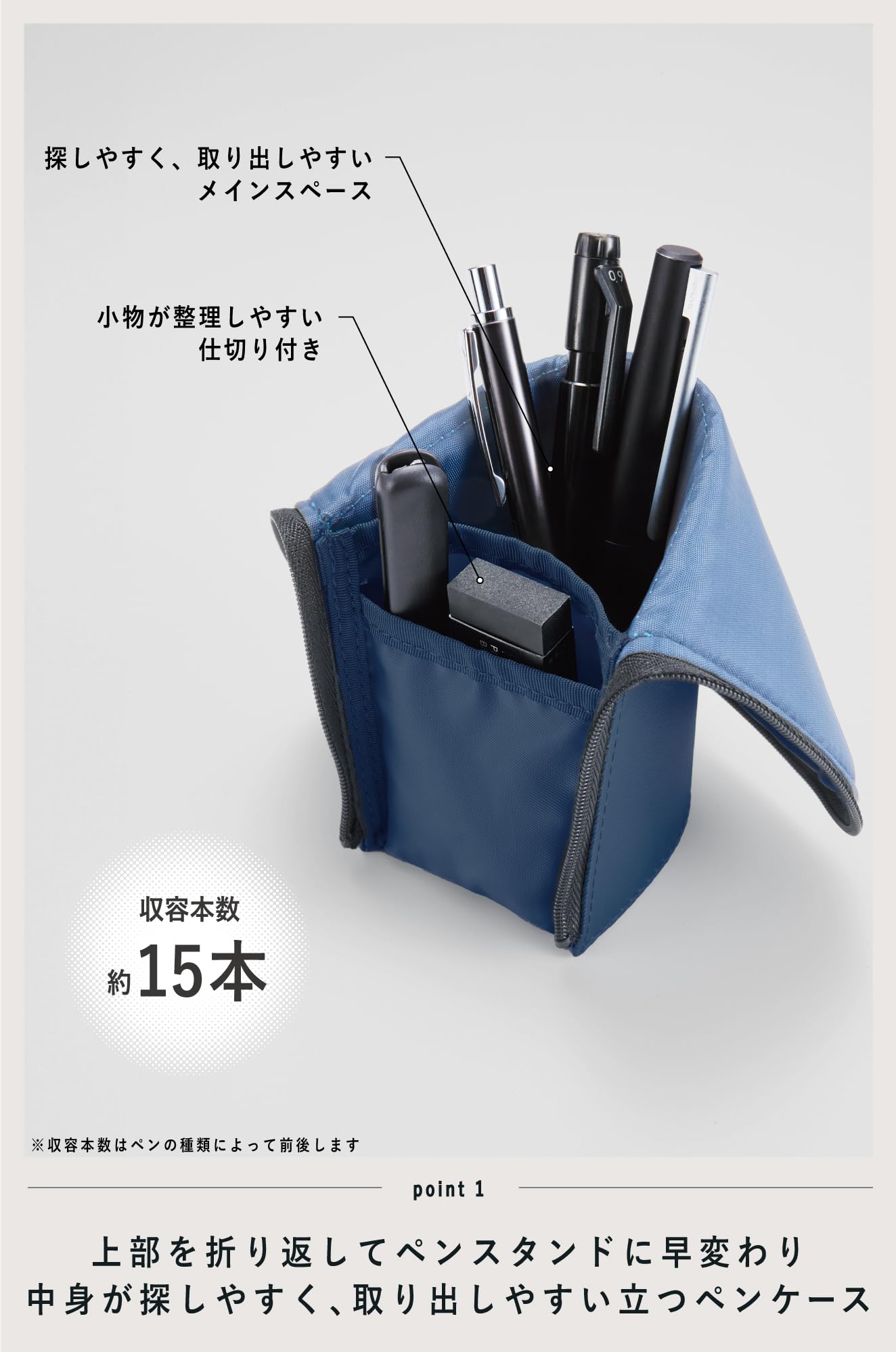 Small Navy and Blue Foldable Pencil Case