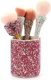 Pink Crystal Rhinestone Pen and Brush Organizer