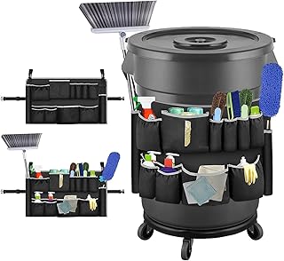 Trash Can Organizer with 10 Pockets for Cleaning Supplies