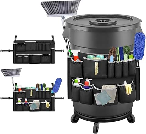 Trash Can Organizer with 10 Pockets for Cleaning Supplies