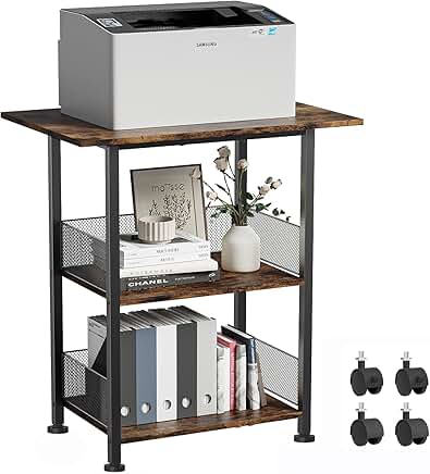 3-Tier Heavy Duty Printer Stand with Wheels