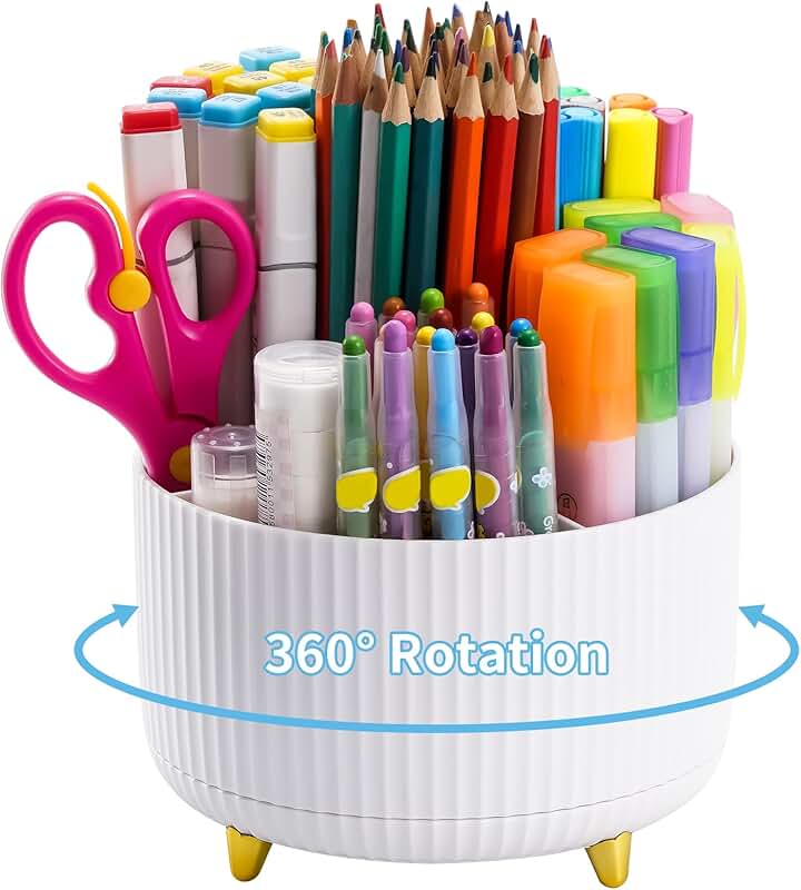 Rotating Desk Organizer with 5 Compartments