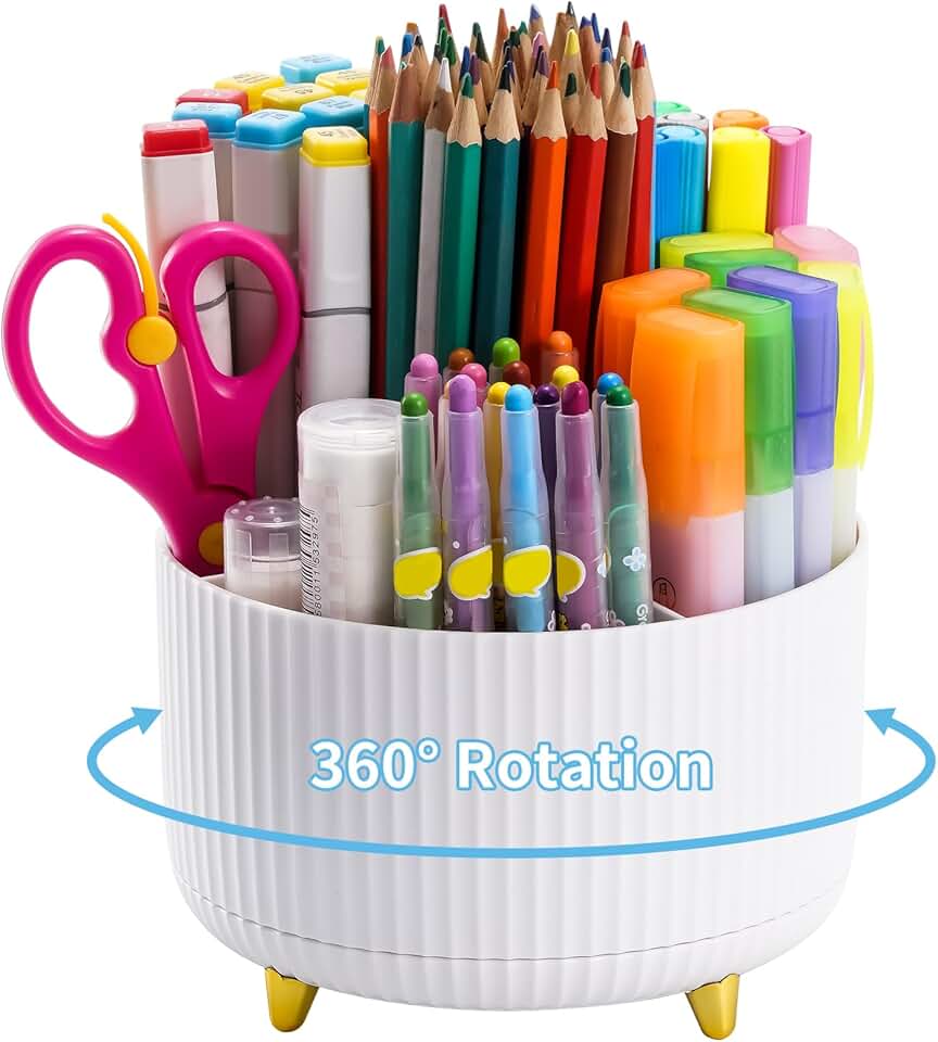 Rotating Desk Organizer with 5 Compartments