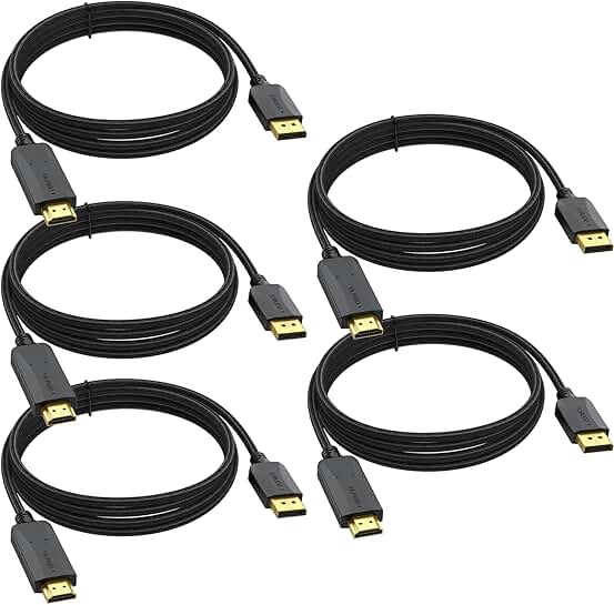 10FT 4K DisplayPort to HDMI Cable 5-Pack