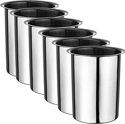 Set of 6 stainless steel bain marie pots, 2 qt
