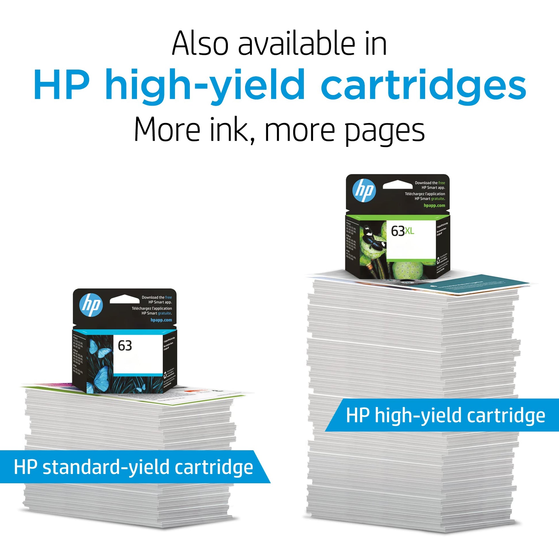 Original 63 Tri-color Ink Cartridge | Works with DeskJet 1112, 2130, 3630 Series; ENVY 4510, 4520 Series; OfficeJet 3830, 4650, 5200 Series | Eligible for Instant Ink | F6U61AN