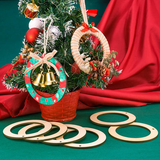 30pcs 4" Unfinished Wooden Wreath Frames Natural Wood Rings