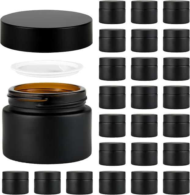 24 reusable black glass jars with leak-proof caps