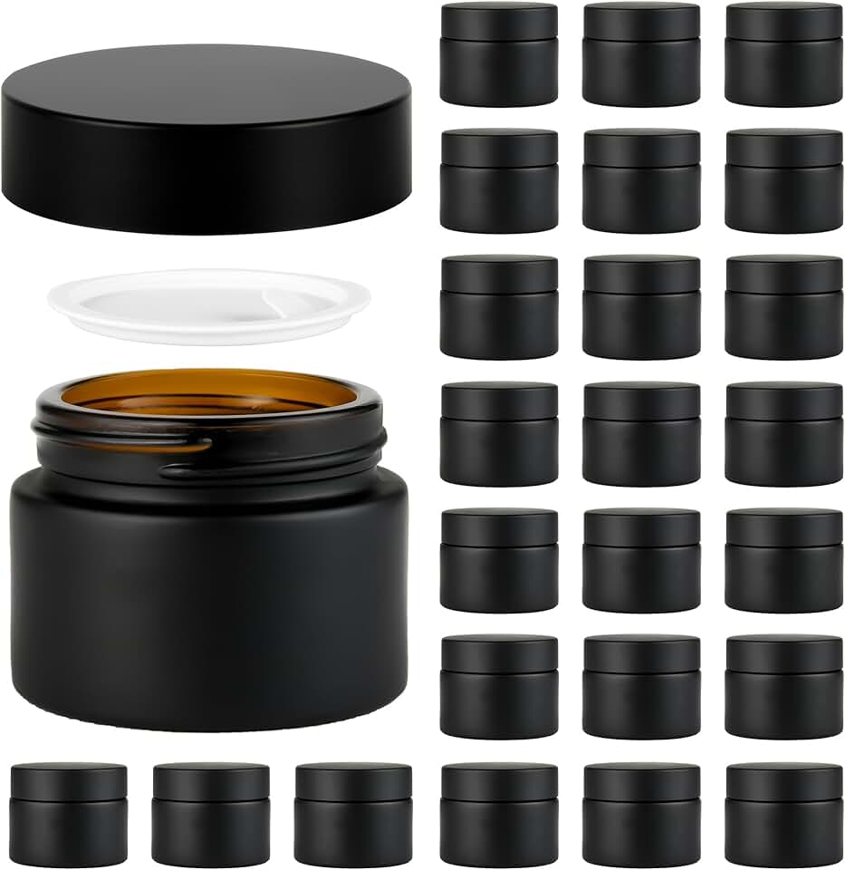 24 reusable black glass jars with leak-proof caps