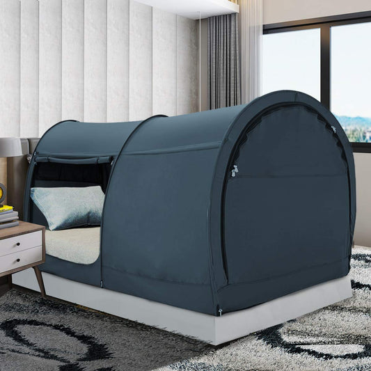 Bed Tent Dream Tents Bed Canopy Shelter Cabin Indoor Privacy Warm Breathable Pop Up Queen Size for Kids and Adult Pending PitchBlack(Mattress Not Included)