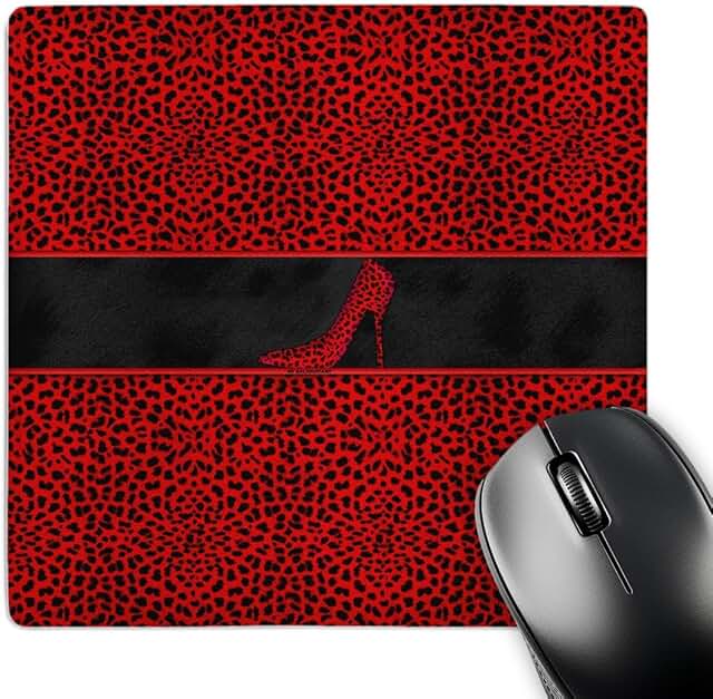 Red Cheetah Print and Heel Mouse Pad