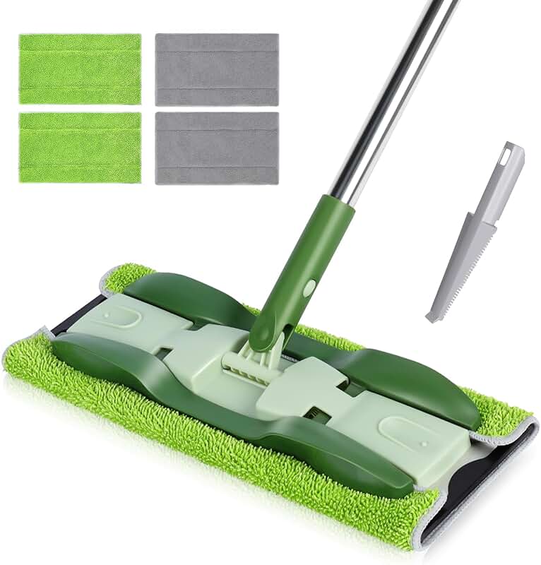 Microfiber Floor Mops with Washable Pads and Long Handle